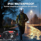 Vekkia LED Headlamp Rechargeable - 5 Lighting Modes,White & Red LEDs Head Lamp, Camping Accessories Gear. IPX4 Waterproof Headlight for Running,Cycling,Fishing,Hiking,Repairing. Type-C Included