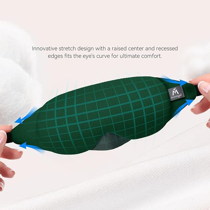Mavogel Cotton Sleep Eye Mask - Breathable Light Blocking Sleep Mask, Soft Comfortable Night Eye Mask for Men Women, Eye Cover for Travel/Sleeping/Shift Work, Includes Travel Pouch (Green)