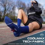 Compression Running Socks 3 Pairs, Cushion Crew Socks, Anti-Blister Moisture Wicking Athletic Hiking Basketball Socks