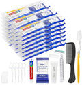 50 Sets Personal Hygiene Kit Bulk,Yellow Basic Travel Toiletry Supplies Disposable Toothbrushes with Toothpaste Floss Comb Soap Cover and Razors Set for Homeless,Guests,Church