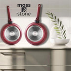 Moss & Stone 4 Piece Nonstick Cookware Set, Small Pots And Pans Set Non stick With Glass Lid, Induction Cookware, Stay Cool Handle, PTFE/PFOA, Kitchen Cookware 4-Piece with Frying Pans Set & Saucepan