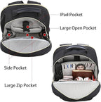LOVEVOOK Laptop Backpack Purse for Women, Work Travel Computer Bags, Quilted Casual College Daypack with USB Port, Fit 15.6 Inch Laptop, Black