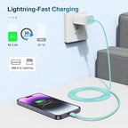 3 Pack Apple MFi Certified Charger Cable 3ft, Lightning to USB Cable Cord 3 Foot, 2.4A Fast Charging,Apple Phone Long Chargers for iPhone 13/12/11/11Pro/11Max/ X/XS/XR/XS Max/8/7/6 Light Blue