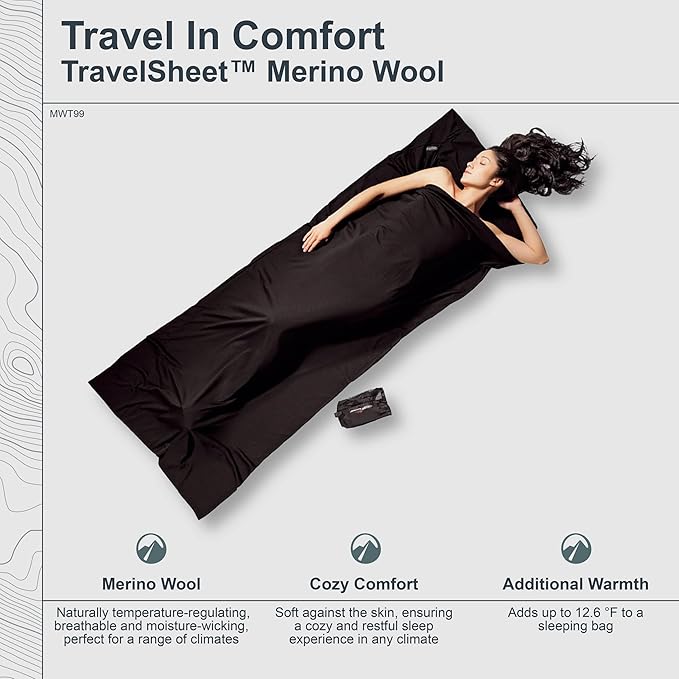 COCOON - Premium - Merino Wool TravelSheet - Black