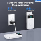 Portable Charger 40800mAh Power Bank with Built-in Cables,Wall Plug and iWatch Charger,6-in-1 QC4.0+25W PD USB C Fast Phone Charging,LCD Display Battery Pack for iPhone 16/15,Apple Watch,Galaxy-White