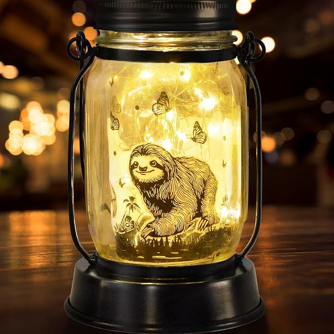 kyoryuger Sloth Gifts for Women/Men Sloth Lovers Solar Lantern Mom Birthday, Mothers Day, Solar Garden Decoration Outside for Yard, Patio,Backyard,Porch, Torches
