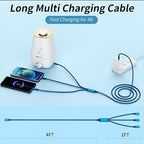 100W USB C Multi Charging Cable, Nylon 3 in 1 Fast Charging Cable with E-Mark Chip, Type C [100W]+IP[27W]+Micro[15W], Universal USB C Charger Cord with Type-C/Micro USB and IP Port (1Pack, 5FT)