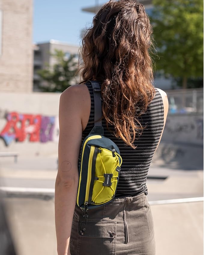 WATERFLY Lightweight Small Fanny Pack: 1.5L Mini Slim Crossbody Waist Belt Hip Bag with RFID Blocking, Anti-Theft & Water Resistant Pouch for Women Men Travel Hiking Running Walking EDC