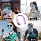 Portable Neck Fan,Personal Wearable Bladeless Fan,LED Display,4-Speeds,6000mAh USB Rechargeable,360° Strong Cooling Wind,Hands Free,Long Lasting,Birthday Gifts for Men Women Dad Mom (Purple)