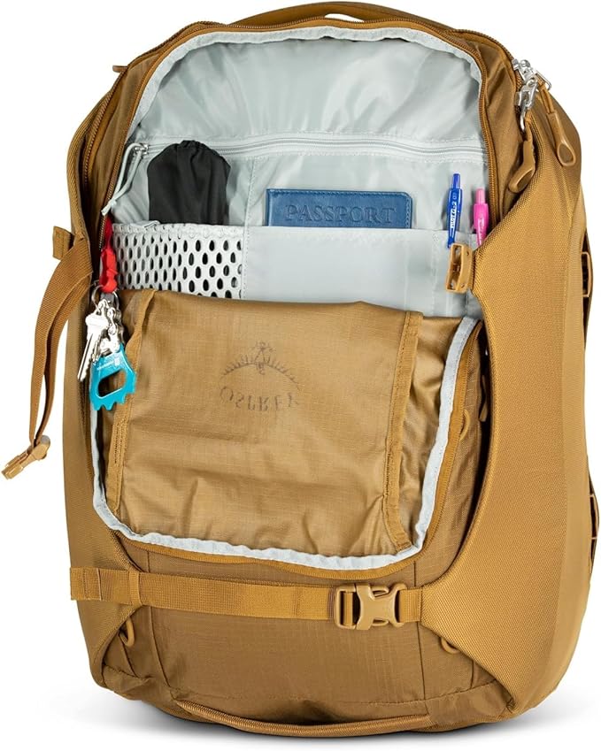 Osprey Sojourn Porter 46L Travel Backpack – Carry-On Compliant Luggage with StraightJacket Compression and Padded Laptop Sleeve – Durable Pack for International or Urban Travel, Brindle Brown