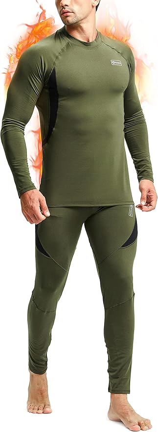 romision Thermal Underwear for Men Long Johns Fleece Lined Hunting Gear Bottom Top Set Base Layer for Cold Weather Gift