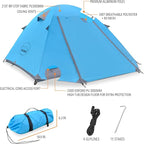 KAZOO Waterproof Backpacking Tent 2/3 Person Lightweight Camping Tents 2/3 People Hiking Tents Aluminum Frame Double Layer