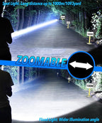 Flashlights High Lumens Rechargeable USB C Flash Light, Super Bright LED Flashlight with Case Box, Long Beam 3280Ft, Waterproof Tactical Flashlight Powerful for Emergency, Camping