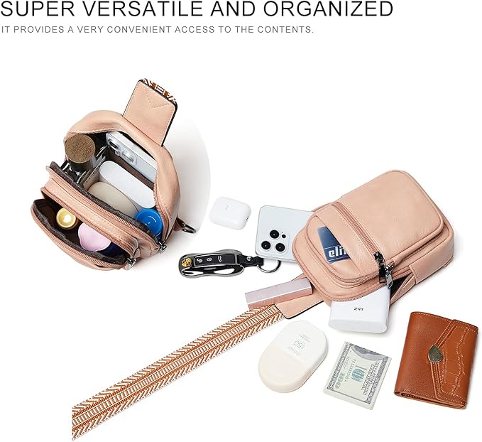 3L SMALL Sling Bag Fanny Packs For Women Men Mini Crossbody Chest Belt Travel Bag Purse Handbag Faux Leather Fashion Cute Light Grey