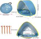 PandaEar Baby Beach Tent with Pool, Pop Up Sun Shelter for Infant Toddlers, Portable UV Protection Shade with Carry Bag for Outdoor Travel, Camping