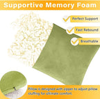 2 Pack Small Pillow, Memory Foam Mini Pillow 11 X 7 Inches for Travel, Sleeping, Nap and Neck, Knee, Lumbar Support, Tiny Cushion for Pet, Dogs (Sage Green)