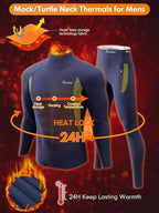 romision Thermal Underwear for Men Long Johns Fleece Lined Hunting Gear Bottom Top Set Base Layer for Cold Weather Gift