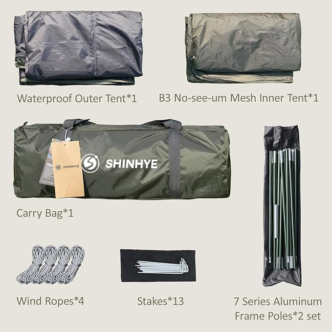 Backpacking Tent for Camping 2/3/4 Person Hiking Ultralight Tent for Waterproof Windproof Outdoor Tents Easy Setup Two Doors Double Layer Lightweight Instant Tents