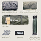 Backpacking Tent for Camping 2/3/4 Person Hiking Ultralight Tent for Waterproof Windproof Outdoor Tents Easy Setup Two Doors Double Layer Lightweight Instant Tents