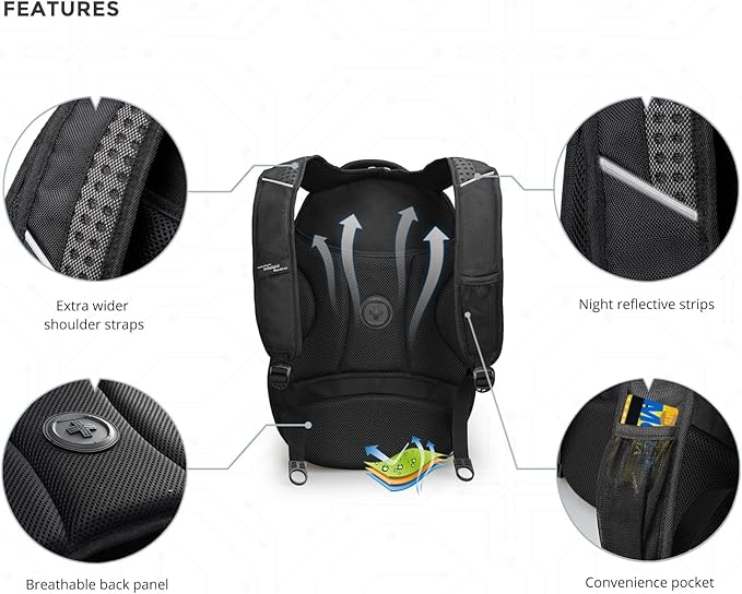Swissdigital Design Travel Backpack for Men with Finder（color random）, TSA Friendly USB Charging RFID Protection Business Backpack Fits 15.6" Laptops Black | J14BT013-BR