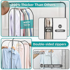 LANDNEOO 6 Pack Clear Garment Bags for Hanging Clothes with Zippers on Double Sides - 32&40&60" Long Suit Bags - 10'' Clothes Storage for Coat, Dress, and Fur in Closet