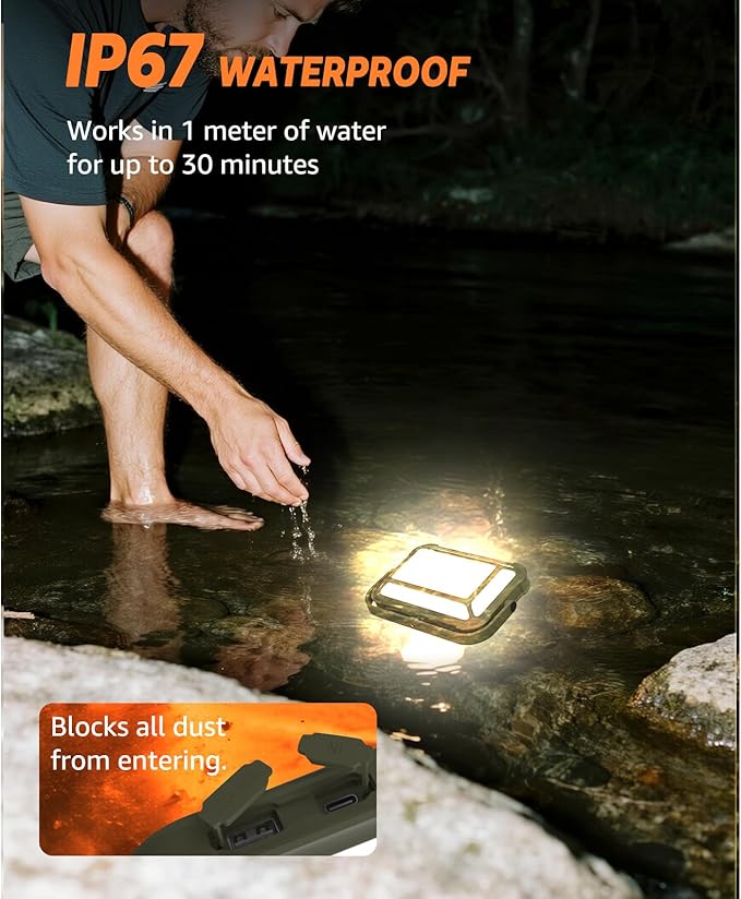 Portable LED Camping Lantern, IP67 Waterproof Dimmable Camping Light, 3 Colors, SOS, 1/4 Thread, 10000mAh USB-C Up to 150h Camping Essentials for Power Outages/Hurricane/Hiking/Tent/Outdoor