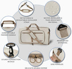 Fmeida 65L Duffle Bag with Shoes Compartment, Foldable Travel Duffel Bags for Men Women, Large Packable Travel Bag Water Repellent & Tear Resistant (Beige)