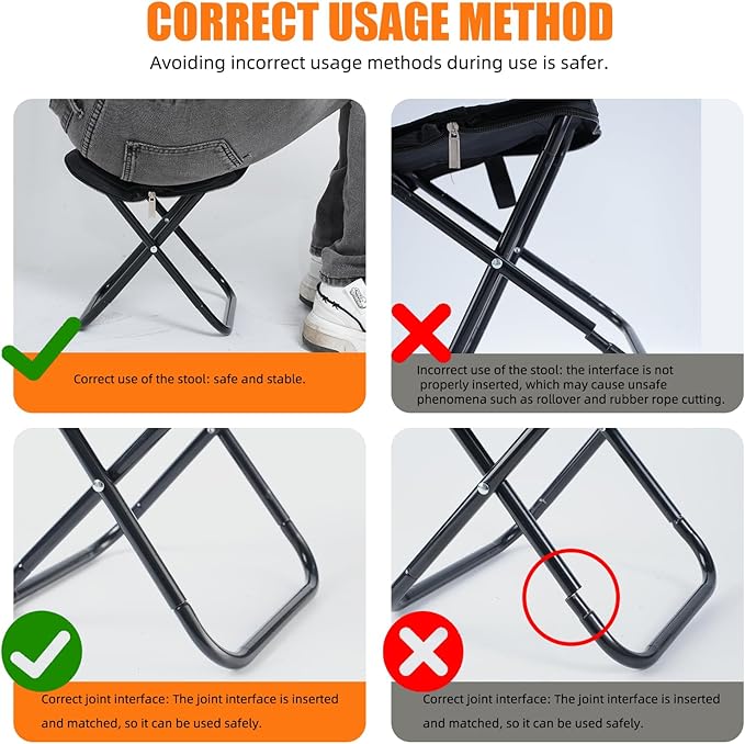 Camping Stool 10 Inch Portable Folding Stool with Carry Bag Weight Load 220lbs Portable Stool for Camping Fishing Hiking BBQ
