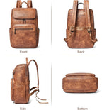 Leather Backpack for Women, Fits 17 Inch Laptop in Main Compartment, Dedicated 15.6 Inch Padded Sleeve, Large Vegan Leather Travel Computer Bag with Luggage Strap for Business and Work, Brown