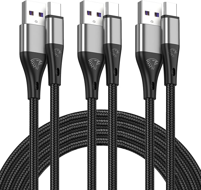 USB to USB C Cable,3Pack 6ft Premium Nylon Braided Fast Charging,3A Rapid Charger Cord,Type C to A Cable Compatible with Samsung Galaxy S22 S21 S20 S10 S9 S8 Plus,Note 20 10 9 8,LG V50 V40