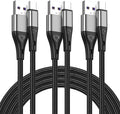Short USB Type C Cable,3pack 1ft Premium Nylon Braided Fast Charging 3A Rapid Charger Quick Cord,Type C to A Cable Compatible for Samsung Galaxy S21 S20 S10 S9 S8 Plus,Note 20 10 9 8, LG V50 V40 G8 G7