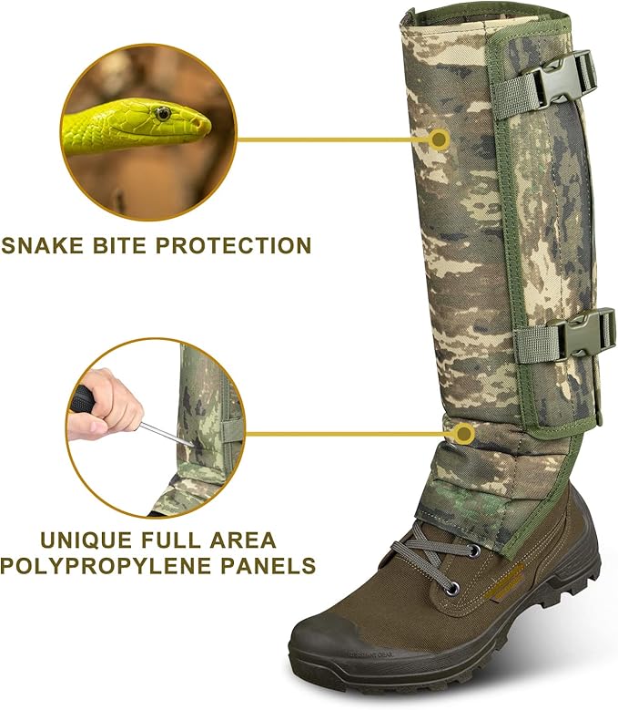 Skiguard Snake Guard Gaiters - Waterproof Chaps for Lower Legs, Bite Proof Guardz, Adjustable Size