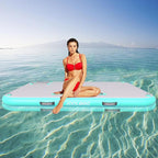 Inflatable Floating Dock Mat,6 inches Thick Inflatable Stable Platform Raft with Storage Bag None-Slip Surface for Lake Beach Pool