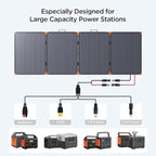 N-Type 16BB 350W Portable Solar Panel for Power Station,Hurricane Preparedness Items,43V Foldable Solar Charger 25% High Efficiency IP68 Waterproof 4 Reinforced Kickstands for Camping RV Trip