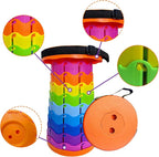 Jakuva Retractable Folding Camping Stool, Collapsible Telescoping Stool Portable Stool with Max Load 360lbs for Adults for Indoor Outdoor Fishing Hiking Gardening Travel, Orange