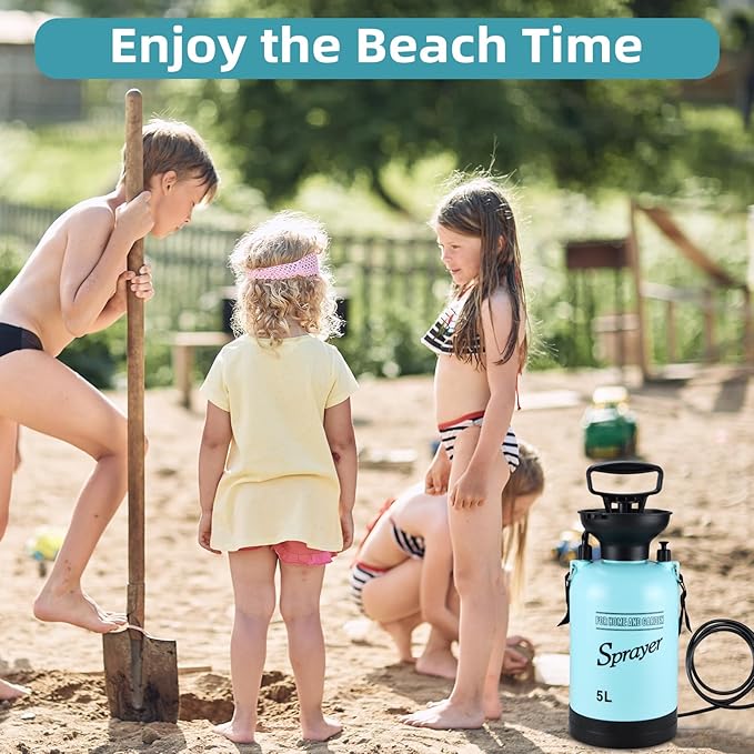 Finderomend Portable Shower for Camping with 7 Spray Modes, Hand Press Camping Shower with Removable Hose and Shower Head,Pressure Rinse Kits for Hiking Traveling Garden Beach Pet Shower