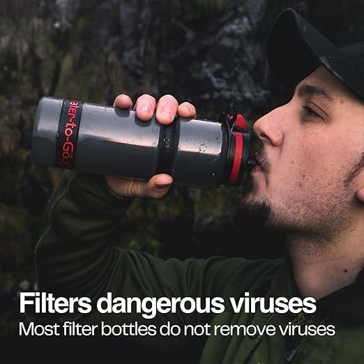 Water-to-Go Water Filter Bottle for Hiking - 25oz/75cl Outdoor Water Purifier for Outdoor Survival & Emergency Use
