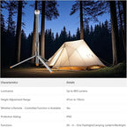 Telescopic Collapsible Camping Light - 800 Lumens, IP65 Waterproof, Remote Control, Magnetic Base, USB Rechargeable - Adjustable Height 47-192cm for Outdoor Hiking, Camping & Emergency Use