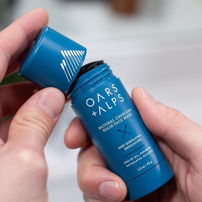 Oars + Alps Men's Skin Care Kit, Gift Set Includes Face Wash, Eye Roller, and Moisturizer, Vegan and Gluten Free, Travel Size & TSA Approved, 3 Items Total