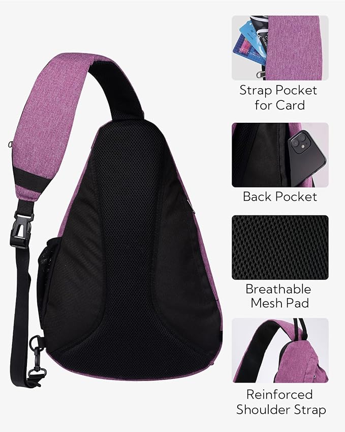 WATERFLY Sling Bag Crossbody Backpack: Over Shoulder Daypack Casual Cross Chest Side Pack