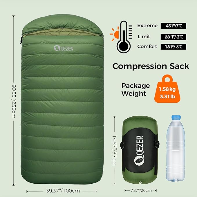 XL Sleeping Bag, Suitable for 4 Seasons Oversized Ultralight Backpacking Sleeping Bag for Adults, Great for Camping and Hiking