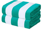 Exclusivo Mezcla 2 Pack Cotton Large 30x60 Inches Cabana Stripe Beach Towels, Super Absorbent Soft Plush Pool Bath Towel (Turquoise)