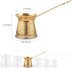 Alisveristime Authentic Turkish Coffee Pot, Handmade Cezve/Ibrik, 3.14-Inch Width, 3.14-Inch Height - 13.52 Ounce Enhance Your Coffee Experience Now! (4 Cup) (Gold)