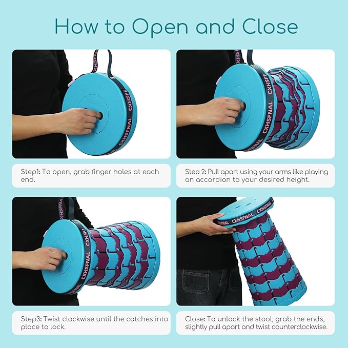 Upgraded 2 Pack Portable Collapsible Stool,Folding Camp Stool for Adults,Retractable Lightweight 400lbs Sturdy Height Adjustable for Fishing Hiking Camping Gardening Travel BBQ (Blue Purple)