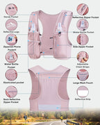 Running Vest for Women Men, USA Original Patent, Adjustable Chest Straps Running Hydration Vest with 500ml Soft Flask, Lightweight Reflective Hydration Backpack for Hiking Marathon