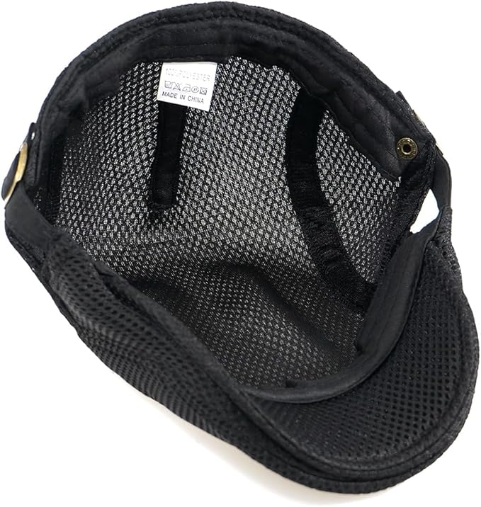 2 Pack Men's Mesh Cap Breathable Summer Newsboy Hat Adjustable Beret Ivy Cap Irish Cabbie Driving Hunting Hats