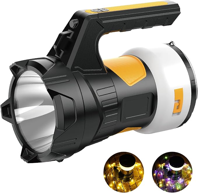 Camping Lantern Rechargeable, LED Flashlight Spotlight Lantern, Waterproof Lantern Flashlight for Hurricane Emergency, Hiking, Outdoor Patio and Garden Party Decoration