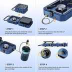 Upgraded WINKIZA 2 Burner Propane Camping Stove with Grill, Foldable Camp Stove with 16,000 BTU, Two Adjustable Burners with Piezo Ignition & Easy Carrying Handle, Portable Stove for Camping, BBQ