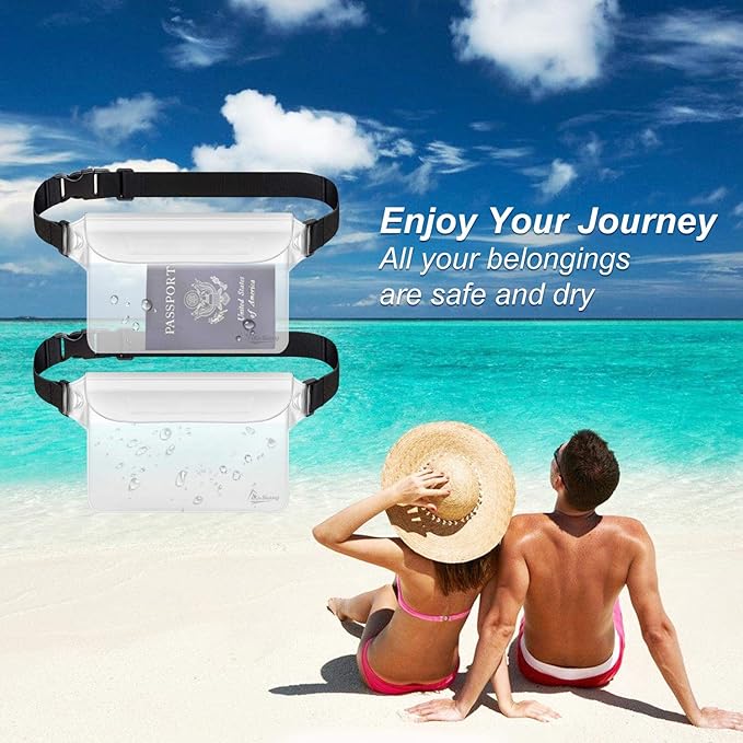 Waterproof Fanny Pack, Waterproof Pouch for Phone Passport Wallet Holder, Floating Dry Bags for Travel Beach Swimming Kayaking Boating Pool Diving Accessories