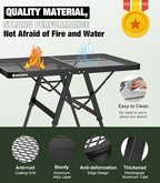Foldable Grill Table with Mesh Desktop, 200lbs 3Ft Portable Folding Table, Height Adjustable Metal Table for Ourdoor, Camping, Picnic, BBQ and Beach, RV, 35.4" L x 23.6" W